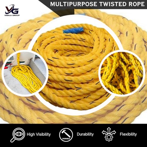 VG TARP 12mm Width x 20m Long Heavy-Duty Yellow Twisted Utility Rope, High Strength Utility Rope for Marine, Industrial, and Outdoor Use - Image 5