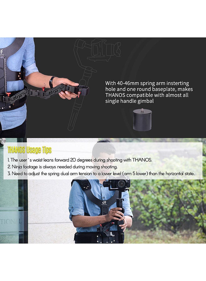 DF DIGITALFOTO THANOS Gimbal Stabilizer Supporting System with Dual-Spring Arm + Load Vest Compatible with DJI Ronin-S/ Zhiyun Crane Series/ Feiyu AK Series/ Moza Series Single Handle Gimbal