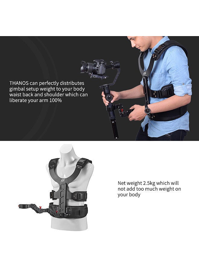 DF DIGITALFOTO THANOS Gimbal Stabilizer Supporting System with Dual-Spring Arm + Load Vest Compatible with DJI Ronin-S/ Zhiyun Crane Series/ Feiyu AK Series/ Moza Series Single Handle Gimbal