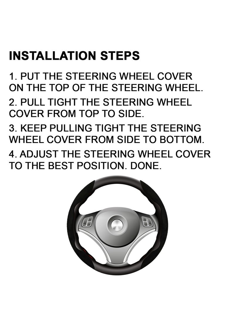 Roca Roca Elegant Non Slip Steering Wheel  Cover Anti Skid Grip Car Steering Cover Black ROC 201 - Image 4