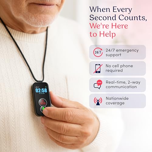 Smart Med Alert Cellular Medical Alert Necklace with Emergency Button for Elderly, 24/7 Monitoring, Fall Detection for Seniors, Water-Resistant, Wearable Pendant with 2-Way Communication, GPS Tracking - Image 3