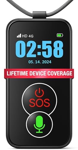 Smart Med Alert Cellular Medical Alert Necklace with Emergency Button for Elderly, 24/7 Monitoring, Fall Detection for Seniors, Water-Resistant, Wearable Pendant with 2-Way Communication, GPS Tracking - Image 1