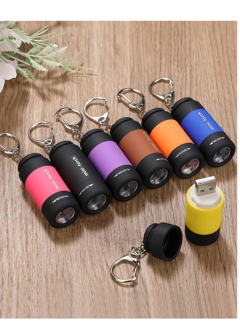 Generic - 12 Pieces Mini Keychain Flashlight USB Torch Rechargeable Colorful LED Flashlight High-Powered Keychain Lamp - Image 1