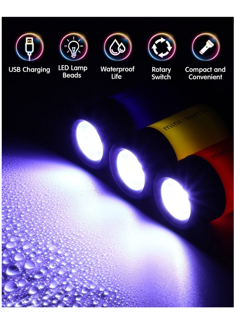 Generic - 12 Pieces Mini Keychain Flashlight USB Torch Rechargeable Colorful LED Flashlight High-Powered Keychain Lamp - Image 1