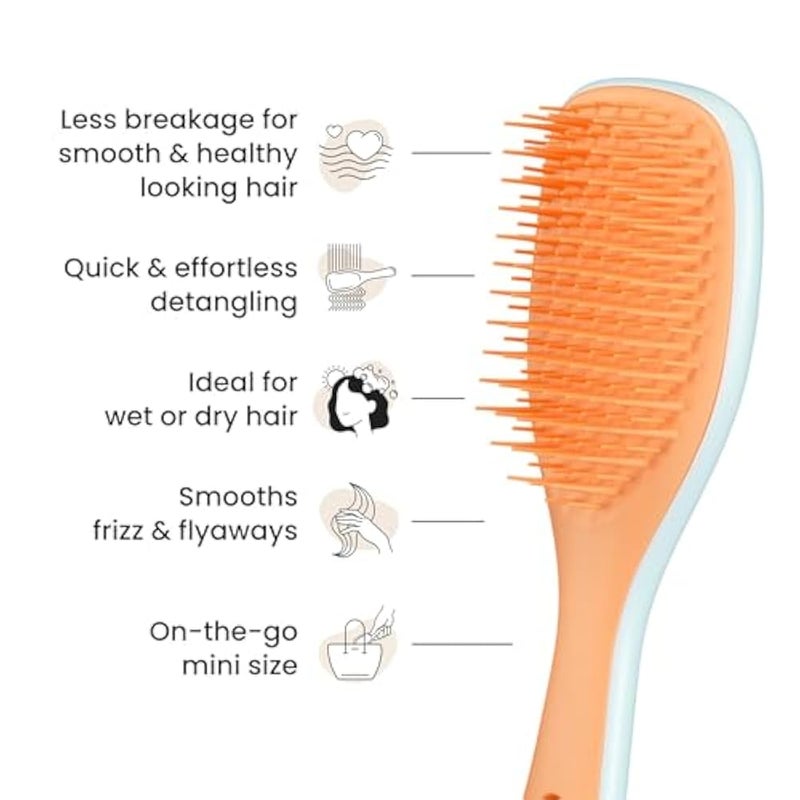 Tangle Teezer Ultimate Detangler Hairbrush, Eliminates Knots & Reduces Breakage, Mini Hair Brush for Travel, Small Hands & All Hair Types, Ice Blue & Sweet Orange - Image 4
