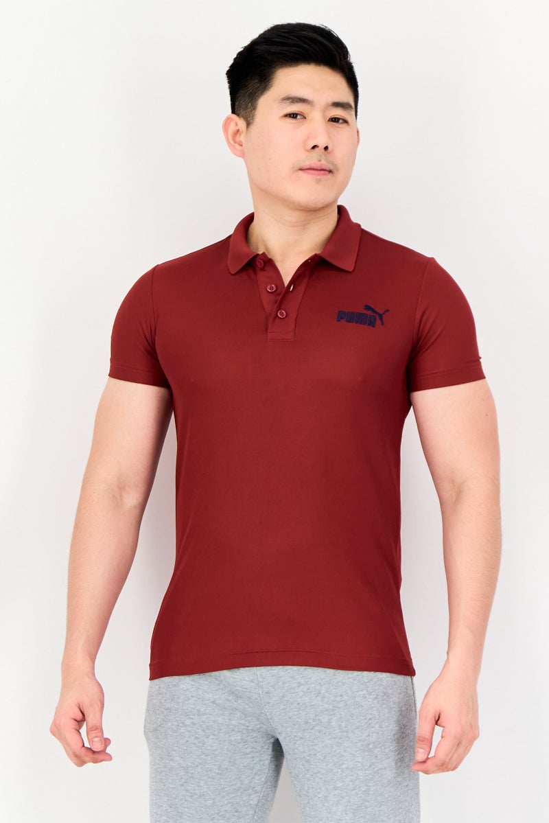 PUMA Men Slim Fit Embroidered Logo Short Sleeves Outdoor Polo Shirt, Maroon - Image 1
