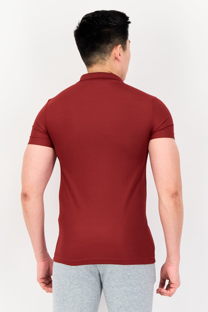 PUMA Men Slim Fit Embroidered Logo Short Sleeves Outdoor Polo Shirt, Maroon - Image 4