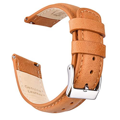 Ritche Quick Release Leather Watch Band 18mm 19mm 20mm 21mm 22mm 23mm 24mm Leather Watch Strap Light Orange Silver 22 mm Classic - Image 1