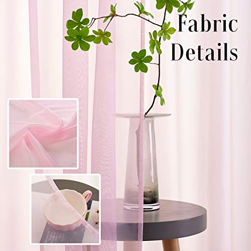 TOAVA DECO Christmas Christmas Pink Sheer Voile Curtains Translucent Solid Color Window Treatment 84 Inches Long Panels Rod Pocket Baby Pink Sheers for Bedroom Girls 2 Panels Set 52x84 - Image 3