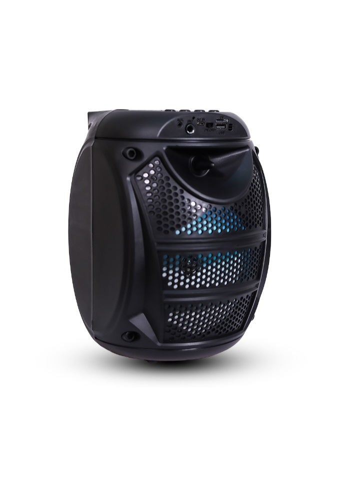 ZQS-6115 Portable Bluetooth Speaker – Wireless Karaoke Party Speaker with Powerful Sound, LED Lights, Rechargeable Battery & Microphone Support - Image 4