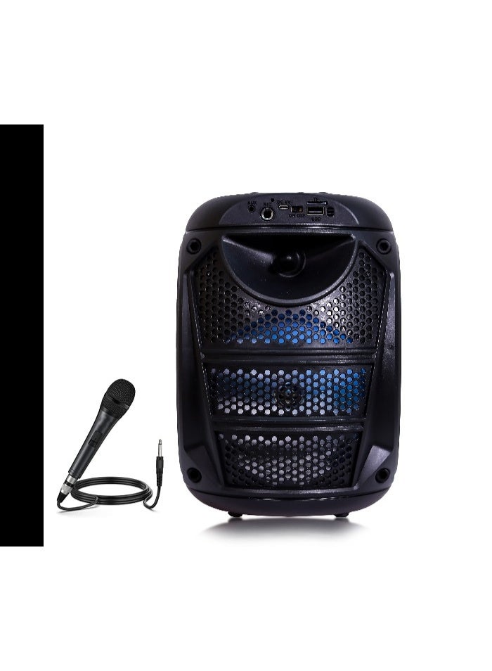 ZQS-6115 Portable Bluetooth Speaker – Wireless Karaoke Party Speaker with Powerful Sound, LED Lights, Rechargeable Battery & Microphone Support - Image 3