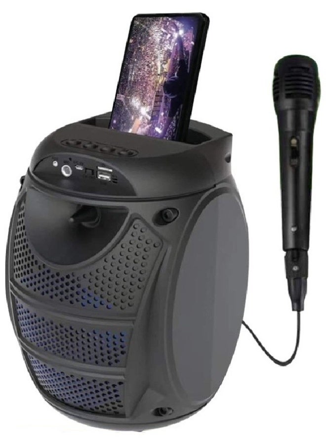 ZQS-6115 Portable Bluetooth Speaker – Wireless Karaoke Party Speaker with Powerful Sound, LED Lights, Rechargeable Battery & Microphone Support - Image 1