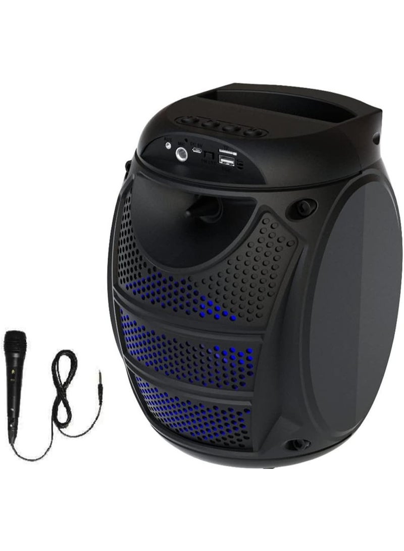 ZQS-6115 Portable Bluetooth Speaker – Wireless Karaoke Party Speaker with Powerful Sound, LED Lights, Rechargeable Battery & Microphone Support - Image 2