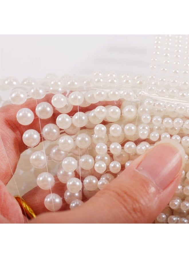 MANGOIT Face Pearl Gems Nail Rhinestone Stickers Makeup Diamonds Jewels for Eyes Hair Body Flat Pearls Temporary Tattoo Dots for Women 3D Self Adhesive Festival Bling Crystal 4 Sheets 2800 PCS (beige) - Image 5