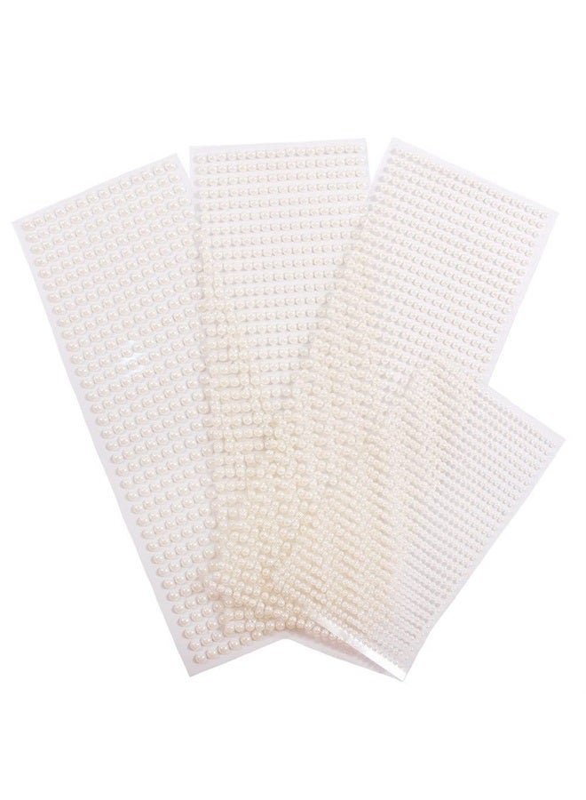 MANGOIT Face Pearl Gems Nail Rhinestone Stickers Makeup Diamonds Jewels for Eyes Hair Body Flat Pearls Temporary Tattoo Dots for Women 3D Self Adhesive Festival Bling Crystal 4 Sheets 2800 PCS (beige) - Image 2
