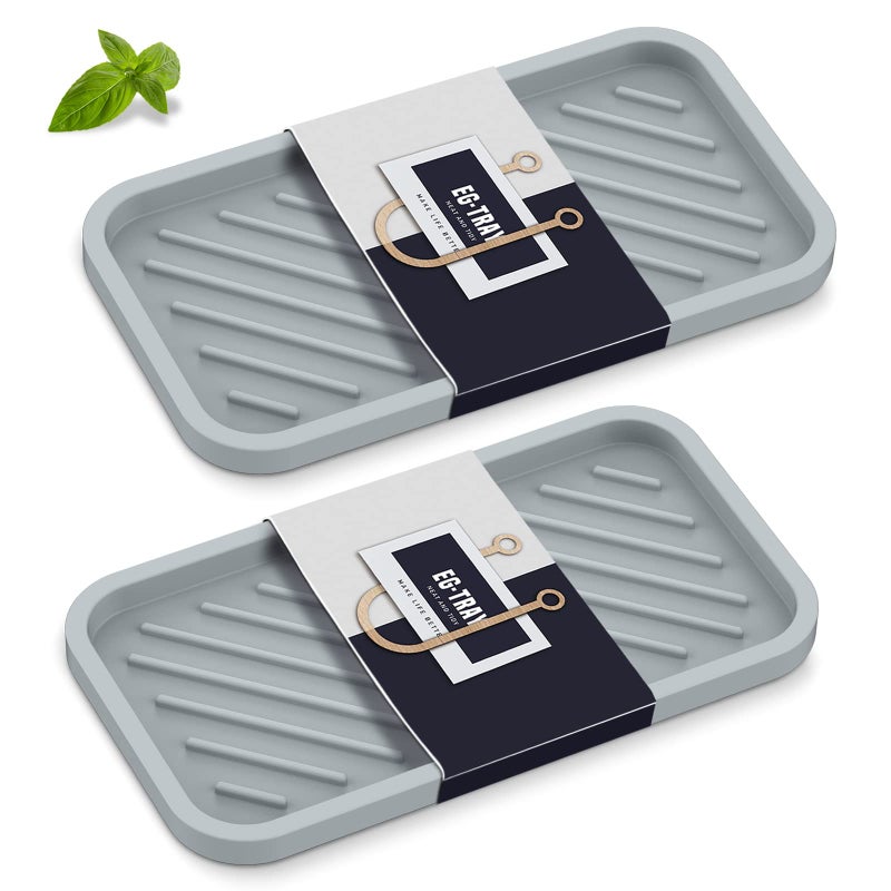 EG-SIPRO Kitchen Sink Organizer Tray,Sponge Holder for Kitchen Sink Bathroom Counter Tray Sponge Caddy Silicone Soap Holder for Soap Dispenser, Bottle, Dishwashing Accessories(2-Pack) - Image 1