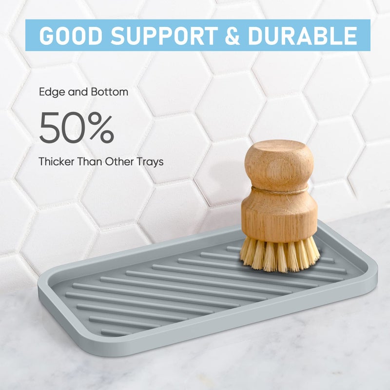 EG-SIPRO Kitchen Sink Organizer Tray,Sponge Holder for Kitchen Sink Bathroom Counter Tray Sponge Caddy Silicone Soap Holder for Soap Dispenser, Bottle, Dishwashing Accessories(2-Pack) - Image 5