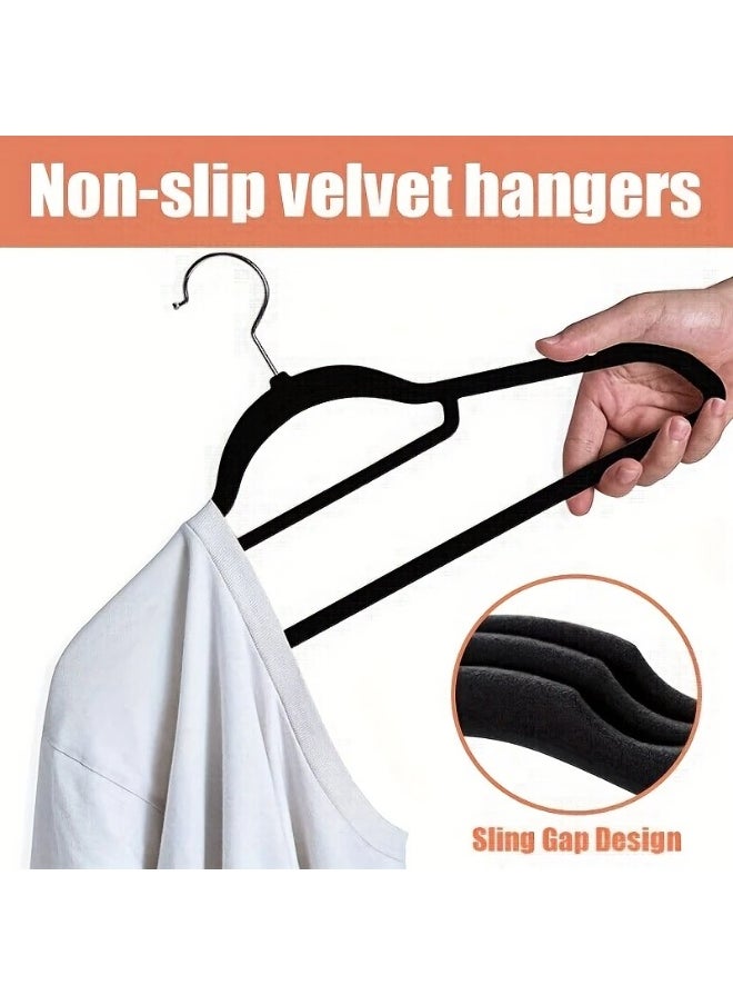 Cozara 50-Piece Non-Slip Velvet Cloth Hanger Set Black  - Image 5