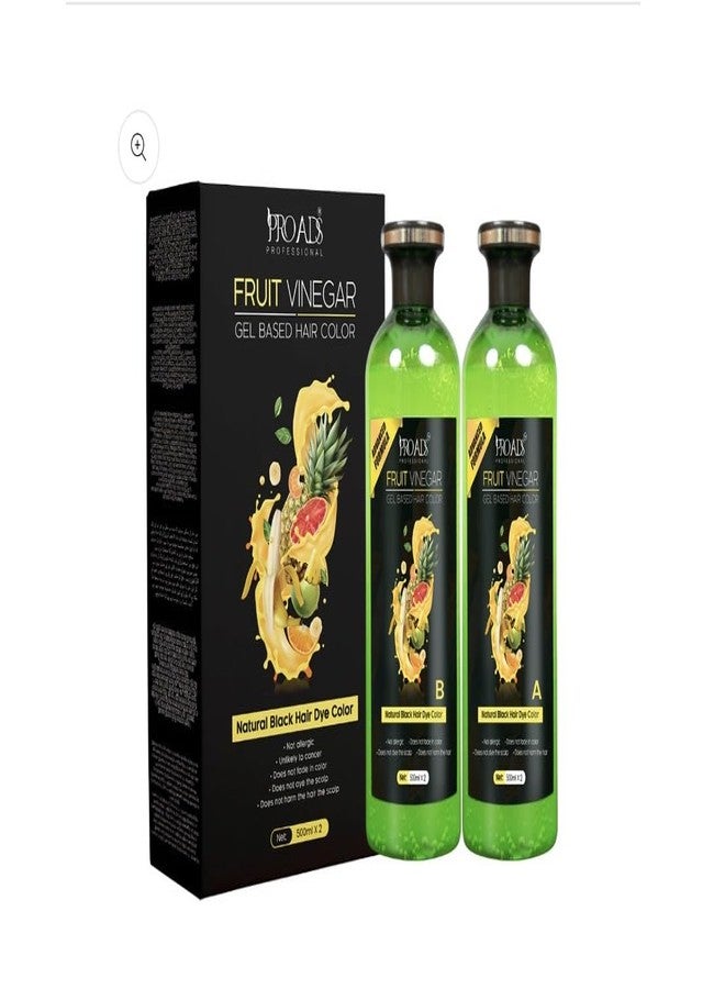 PRO ADS PROADS Black Hair Color Gel with Fruit Vinegar | 10-Min Quick Hair Dye for Men & Women | Long-Lasting, Natural Look | No Drip, Mess-Free Gel Hair Color (500mlX2) - Image 1