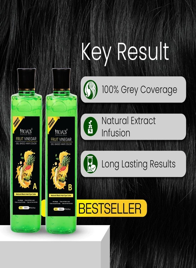 PRO ADS PROADS Black Hair Color Gel with Fruit Vinegar | 10-Min Quick Hair Dye for Men & Women | Long-Lasting, Natural Look | No Drip, Mess-Free Gel Hair Color (500mlX2) - Image 2