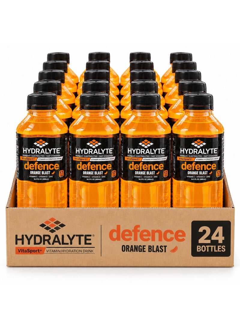 Hydralyte VitaSport+ Defence Hydration Drink, Orange Blast, 500ml Bottle with Electrolytes, Vitamin C, D & Zinc - Image 1