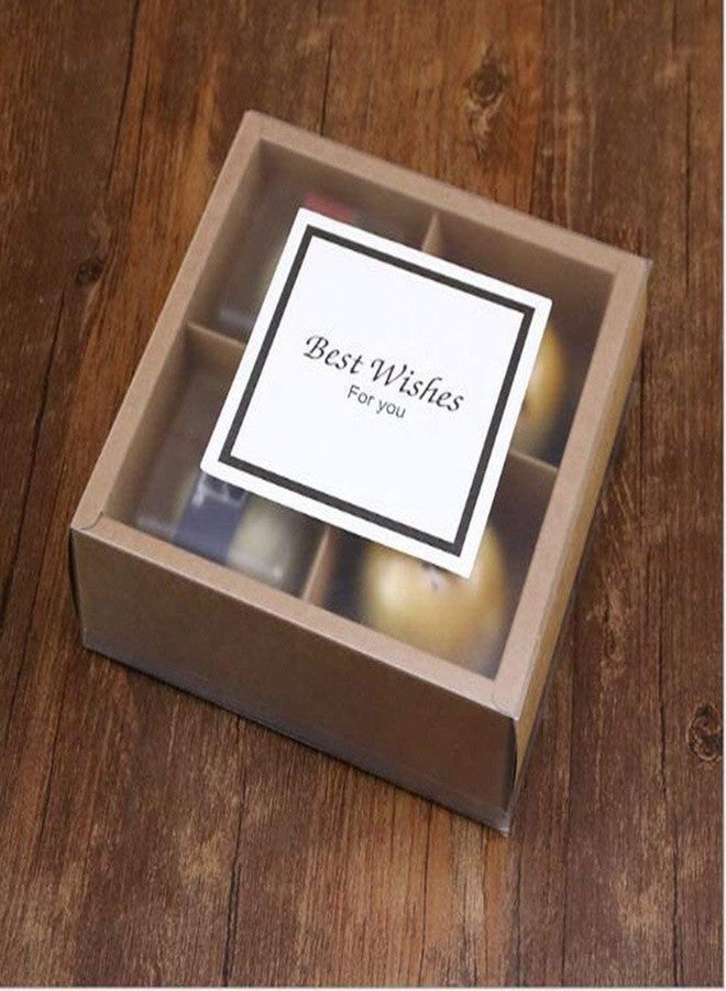 BBC BAKERY 4 Cavity Craft Paper Moon Cake Box With Clear Lid And Dividers Bakery Gift Packaging 10 Counts (4 Cavity) - Image 4