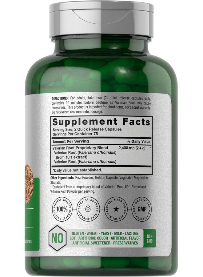 Horbäach Valerian Root Capsules | 2400 mg | 150 Count | Extract Supplement | Non-GMO, Gluten Free - Image 2