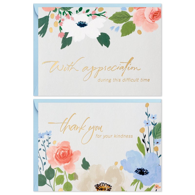Hallmark Funeral Thank You Cards Assortment Gold Foil Flowers 50 Thank You for Your Sympathy Cards with Envelopes