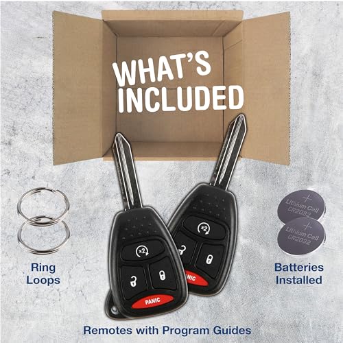 KeylessOption 2X KeylessOption Key Fob Replacement for 2007 2008 2009 2010 2011 Chrysler Aspen Dodge Dakota Durango Ram Remote, 4-Button KOBDT04A, Self Programming - Image 2