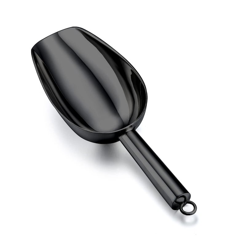 TeamFar 5oz Ice Scoop, Stainless Steel Food Scoop Metal Ice Scooper for Kitchen Bar Party Wedding, Heavy Duty & Sturdy, Easy Storage & Versatile, Mirror Finish & Smooth Edge, Black - Image 1