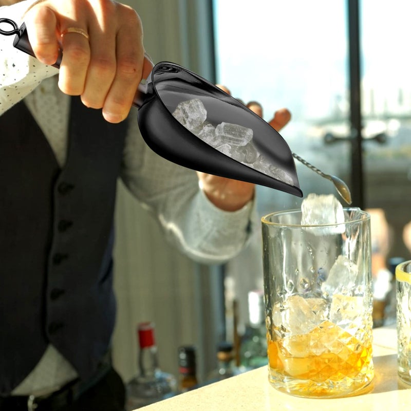 TeamFar 5oz Ice Scoop, Stainless Steel Food Scoop Metal Ice Scooper for Kitchen Bar Party Wedding, Heavy Duty & Sturdy, Easy Storage & Versatile, Mirror Finish & Smooth Edge, Black - Image 5