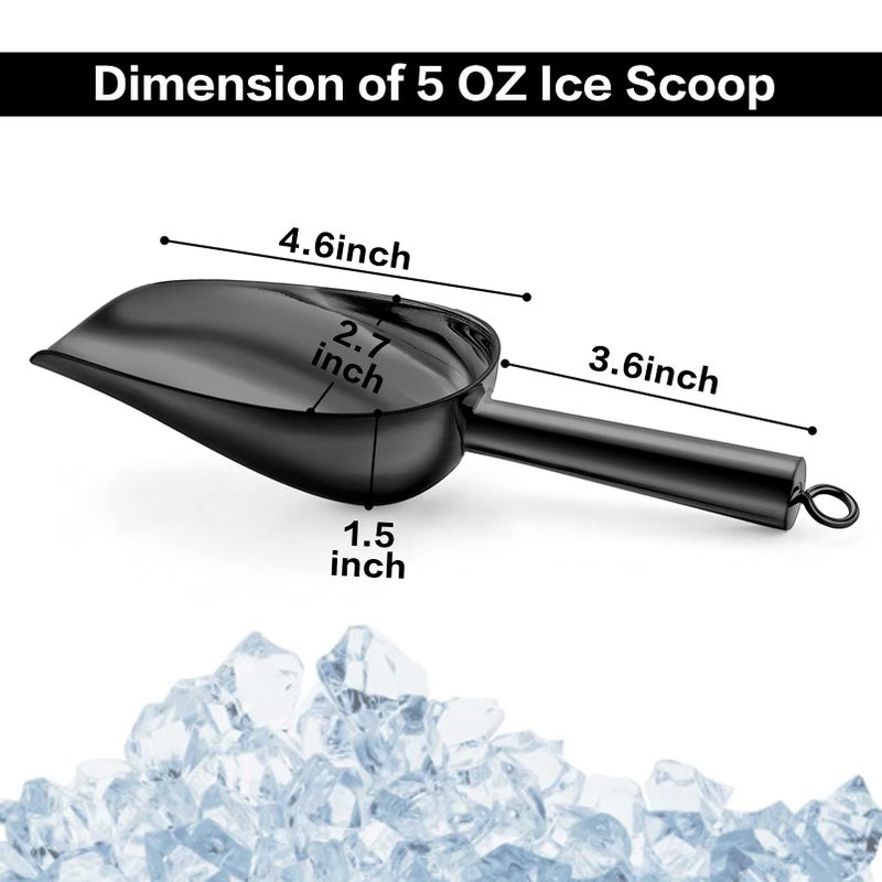 TeamFar 5oz Ice Scoop, Stainless Steel Food Scoop Metal Ice Scooper for Kitchen Bar Party Wedding, Heavy Duty & Sturdy, Easy Storage & Versatile, Mirror Finish & Smooth Edge, Black - Image 3