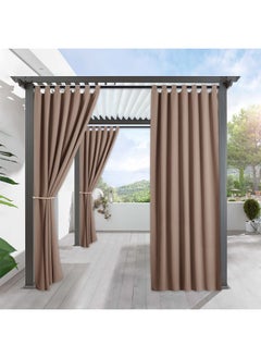 Generic Outdoor Curtains For Porch - Blackout Waterproof Exterior Privacy Shades For Front Gazebo Garden Patio Door Garage 1 Panel Width 52 X Length 84 Inch Mocha  - Image 1