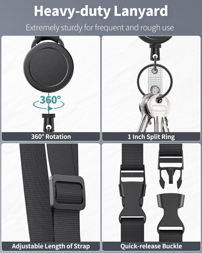 Uniclife Retractable and Adjustable Lanyard Heavy Duty Lanyard with Retractable Badge Reel, Quick Buckle and Adjustable Length, Solid Nylon Strap Slide Badge Holder, 1 Pack - Image 4