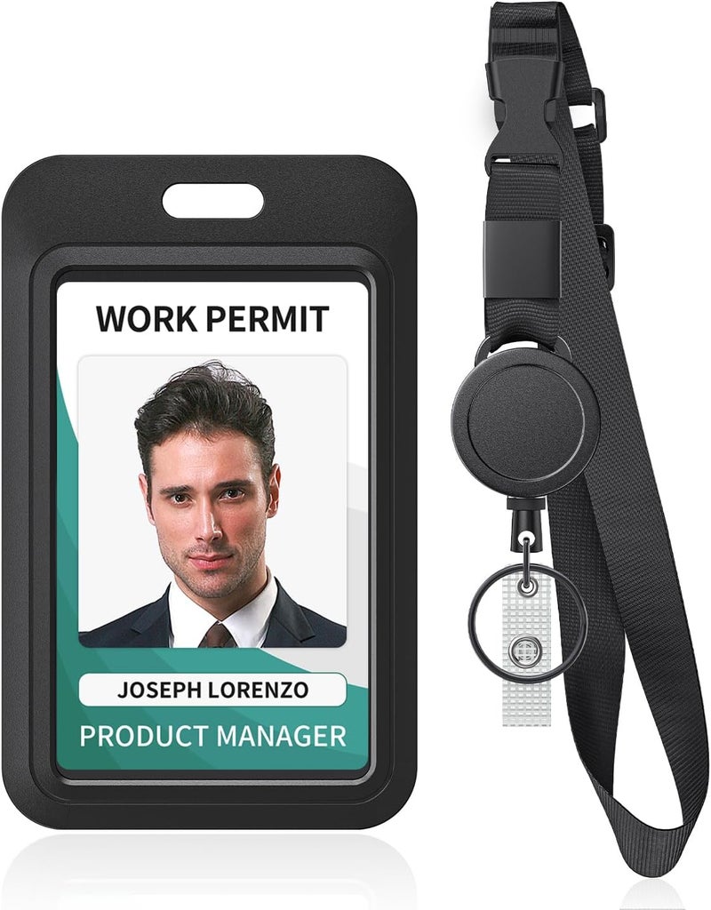 Uniclife Retractable and Adjustable Lanyard Heavy Duty Lanyard with Retractable Badge Reel, Quick Buckle and Adjustable Length, Solid Nylon Strap Slide Badge Holder, 1 Pack - Image 1