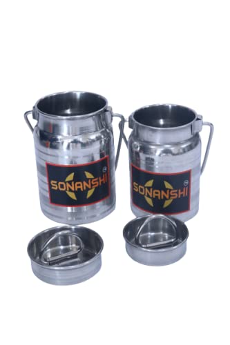 Sonanshi Sonanshi Stainless Steel Jointless Ghee/Water/Oil/Milk Container/Barni/Dolchi (Set of 2) (Size: 500ML, 600 ML)  - Image 3