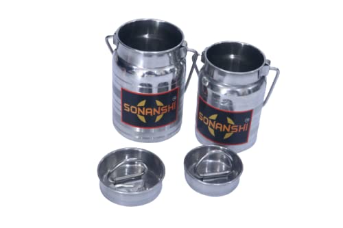 Sonanshi Sonanshi Stainless Steel Jointless Ghee/Water/Oil/Milk Container/Barni/Dolchi (Set of 2) (Size: 500ML, 600 ML)  - Image 2