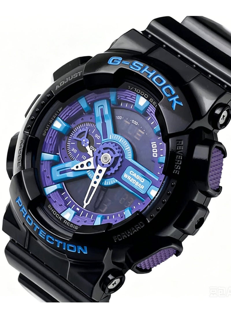 Casio G-Shock GA-110HC-1A Men's Watch - Black/Blue Hyper Color Series, Analog-Digital, Shock Resistant, Anti-Magnetic, Sports Watch - Image 2