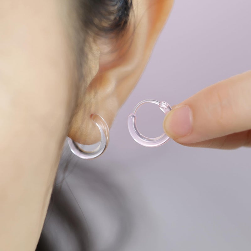 Melimarry 12 Pairs Anti-Allergy Unisex Cute Plastic Hoop Ear Retainers, Nose Rings, With Buckle, For Sensitive Ears & Skin (12-in-1 color) - Image 4
