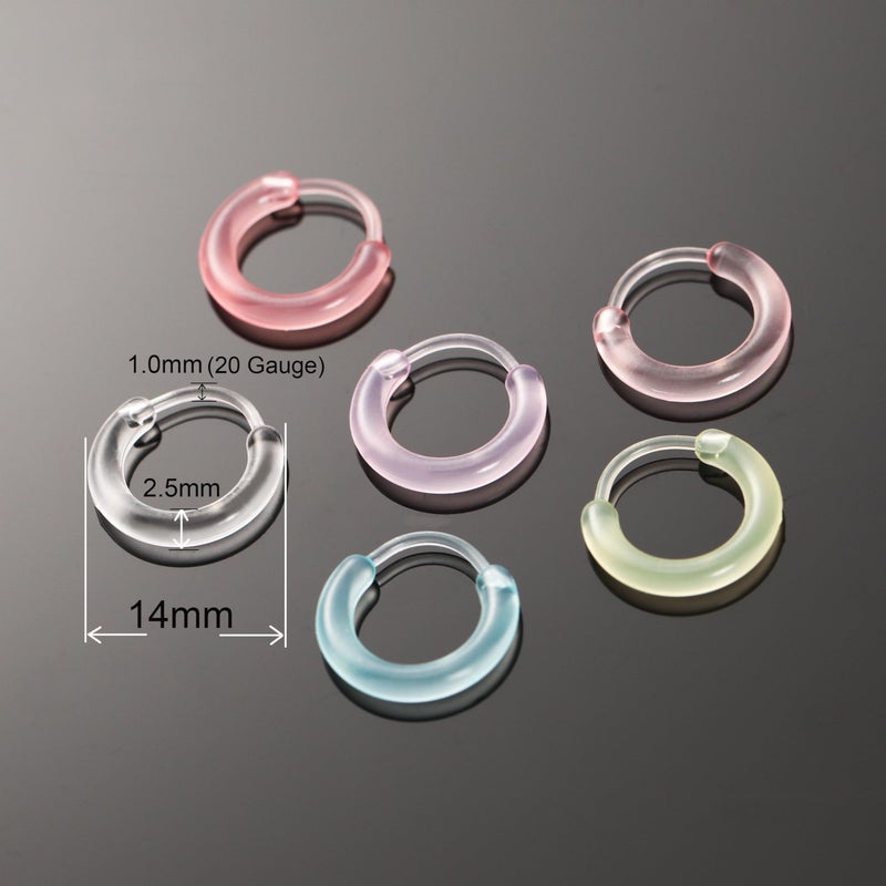 Melimarry 12 Pairs Anti-Allergy Unisex Cute Plastic Hoop Ear Retainers, Nose Rings, With Buckle, For Sensitive Ears & Skin (12-in-1 color) - Image 3