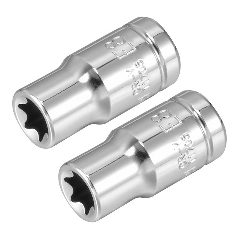 uxcell 2Pcs 1/4-inch Drive E8 External Torx Shallow Socket, Cr-V Steel - Image 1