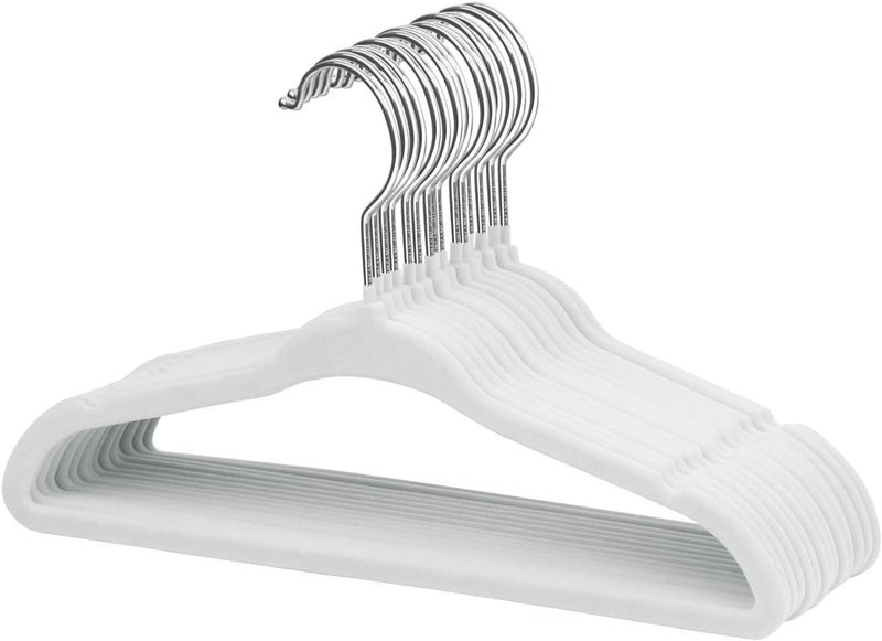 ManGotree 10 Pack (28cm) Baby Velvet Hangers, Infant and Toddler Hangers, No-Slip Children Hangers, Ultra-Slim Space Saving Kids Hangers, Sturdy &urable Clothes Hangers. (White) - Image 1