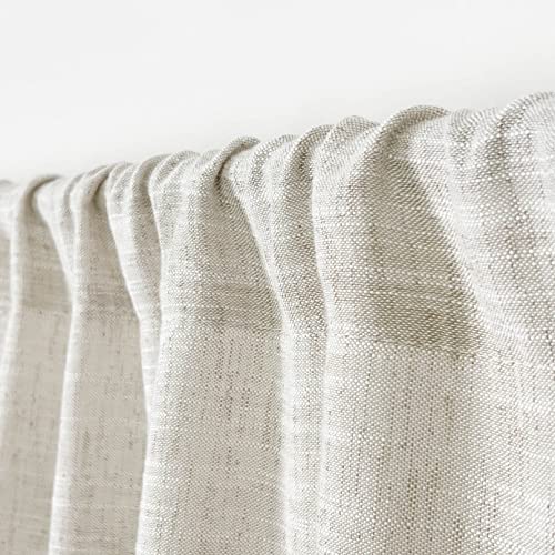 Oindec 2 Pack Kitchen Valances for Windows Modern Farmhouse Cotton Linen Valance Curtains Topper Country Rustic Bathroom Small Window Treatment Bohemian Decor (54x18 inch, Natural) - Image 2