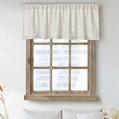 Oindec 2 Pack Kitchen Valances for Windows Modern Farmhouse Cotton Linen Valance Curtains Topper Country Rustic Bathroom Small Window Treatment Bohemian Decor (54x18 inch, Natural) - Image 1