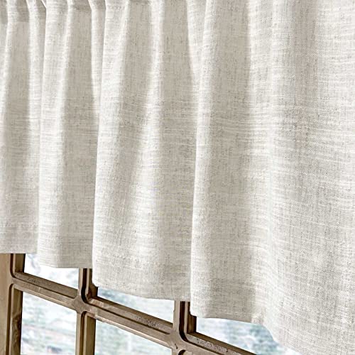 Oindec 2 Pack Kitchen Valances for Windows Modern Farmhouse Cotton Linen Valance Curtains Topper Country Rustic Bathroom Small Window Treatment Bohemian Decor (54x18 inch, Natural) - Image 5