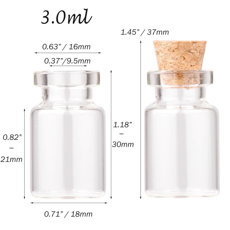 MaxMau 36PCS Tiny Glass Bottles with Corks and Eye Screws,3ml Cute Little Jars Cork Stoppers Vials for Crafting Project Wedding Favors - Image 3