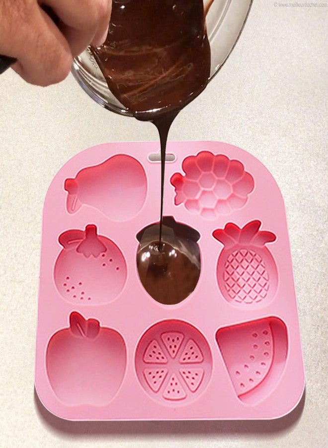 Ysqool 9-Cavity Fruit Shaped Silicone Mold for Chocolate and Candy - Includes Grape, Strawberry, Apple, Pineapple Designs - Non-Stick, Pink Silicone Mold for DIY Baking,Snacks, Ice Cubes,Jello and Crafts - Image 5
