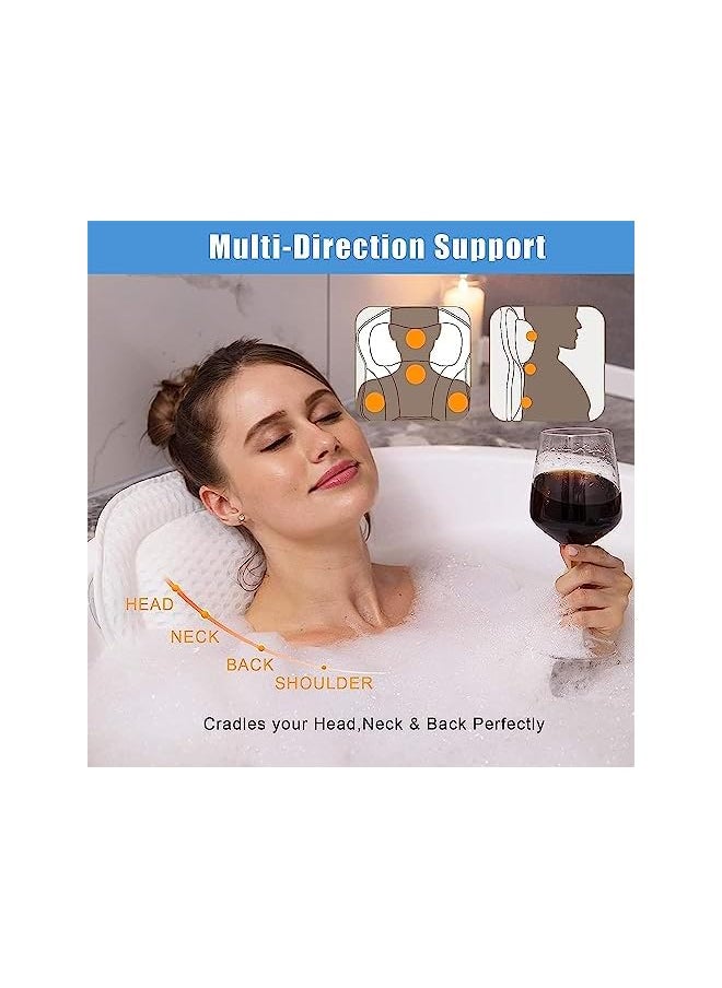 DMG TECH Bath Pillow Relaxing Bath Pillows For Tub Neck And Back Support Ergonomic Tub Pillow For Bath With 4D Air Mesh + 6 Strong Suction Cups Suitable For All Bathtub Hot Tub Jacuzzi Spas  - Image 3