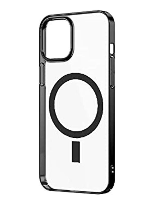 Built-in Magnet Clear Case for iPhone 13, Compatible with Mag-safe Accessories, Slim Thin PC Durable Case Support Wireless Charging (13, Black)