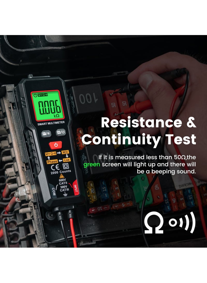 SYOSI Smart Multimeter, 2000 Counts Digital Multimeter, Professional AC/DC Voltage Tester, NCV Electricians Voltage Tester for AC/DC Voltage, Resistance, Continuity, Phase - Image 5
